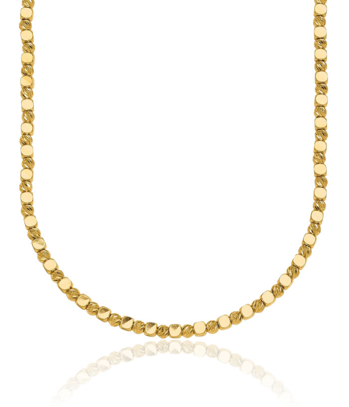 18K Solid Yellow Gold 2.5mm Bead Necklace Chain