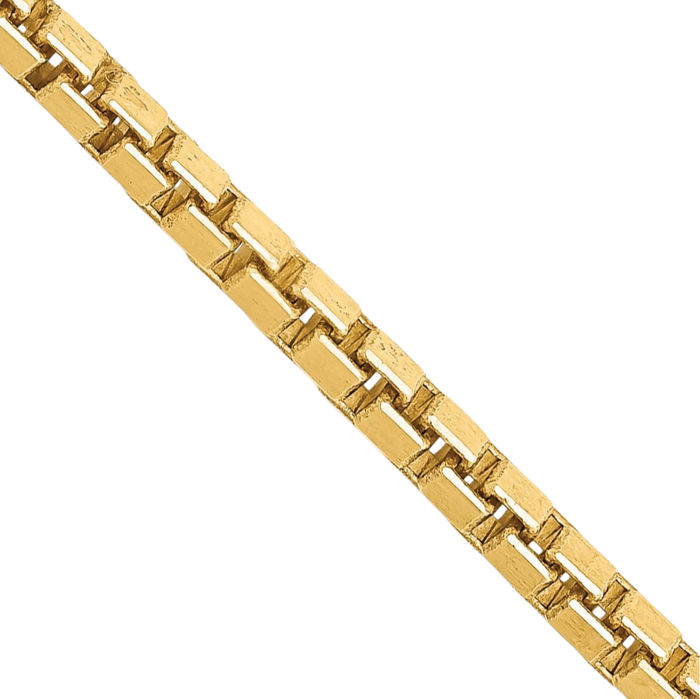 14K Solid Yellow Gold 2.5mm Box Link Chain Necklace