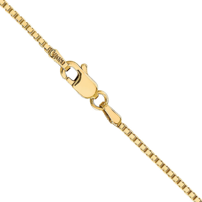 14K Solid Yellow Gold 0.5mm Box Link Chain Necklace