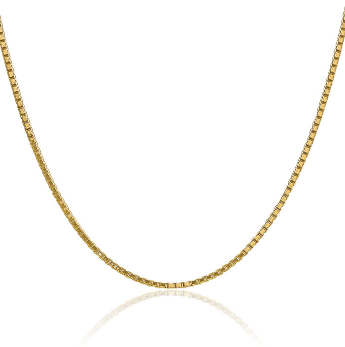 14K Solid Yellow Gold 2.5mm Box Link Chain Necklace