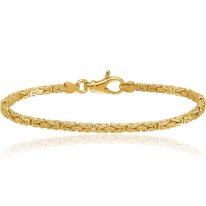 14K Solid Yellow Gold 2.5mm Byzantine Chain Bracelet