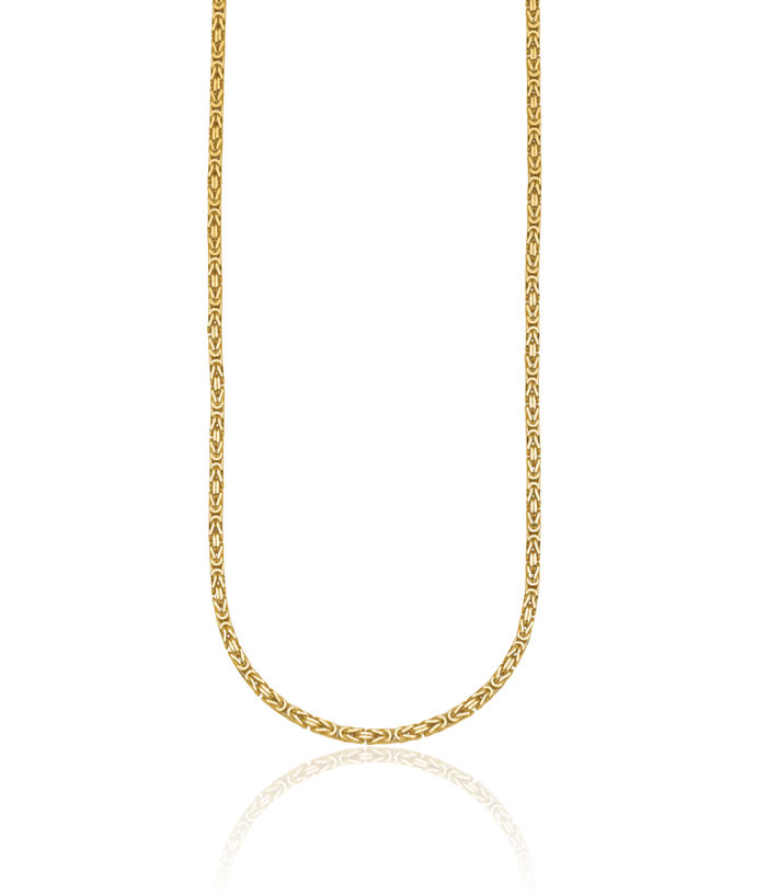 14K Solid Yellow Gold 2.5mm Byzantine Chain Necklace