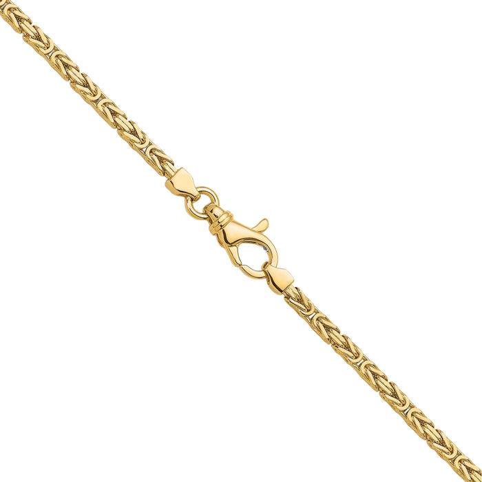 14K Solid Yellow Gold 2.5mm Byzantine Chain Necklace