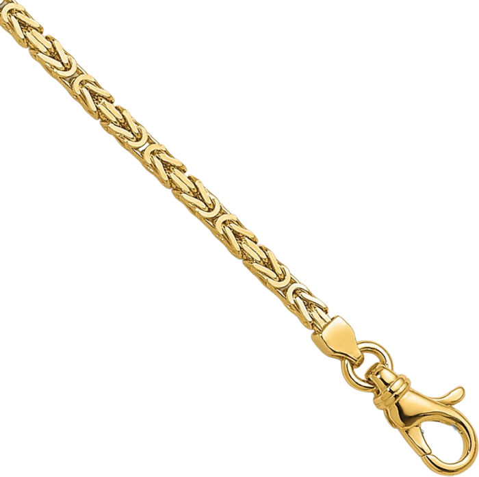 14K Solid Yellow Gold 2.5mm Byzantine Chain Necklace