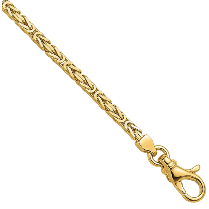 14K Solid Yellow Gold 2.5mm Byzantine Chain Necklace Viking