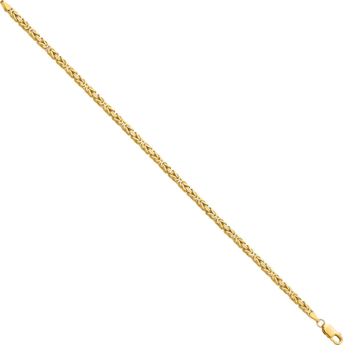 14K Solid Yellow Gold 2.5mm Byzantine Link Chain Bracelet