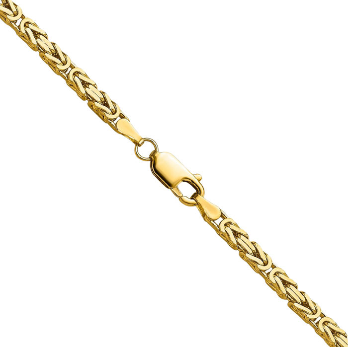 14K Solid Yellow Gold 2.5mm Byzantine Link Chain Necklace