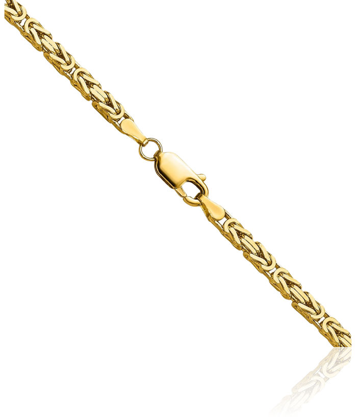 14K Solid Yellow Gold 2.5mm Byzantine Link Chain Necklace