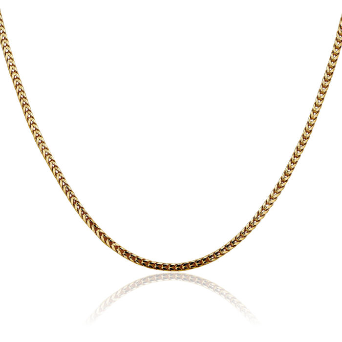 14K Solid Yellow Gold 2.5mm Franco Link Chain Necklace