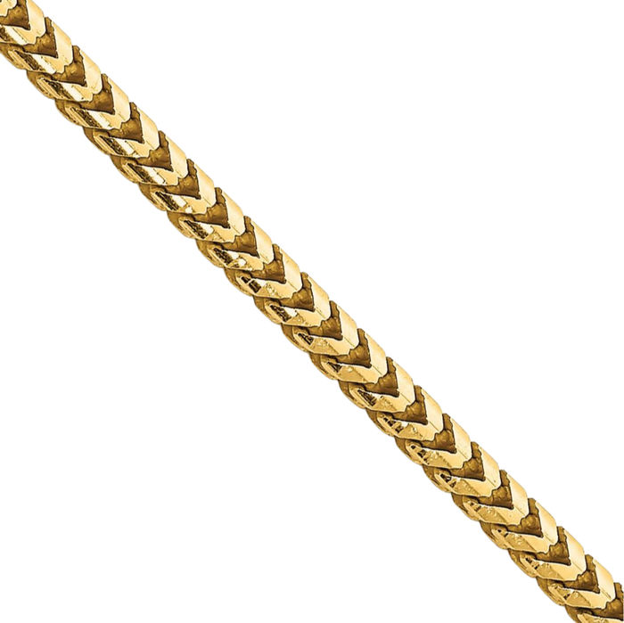 14K Solid Yellow Gold 2.5mm Franco Link Chain Necklace