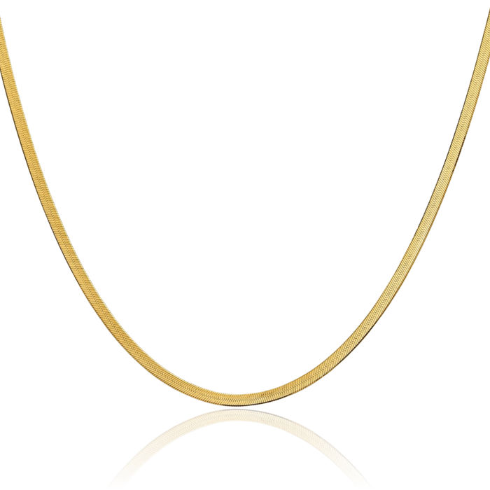 14K Solid Yellow Gold 2.5mm Herringbone Chain Necklace