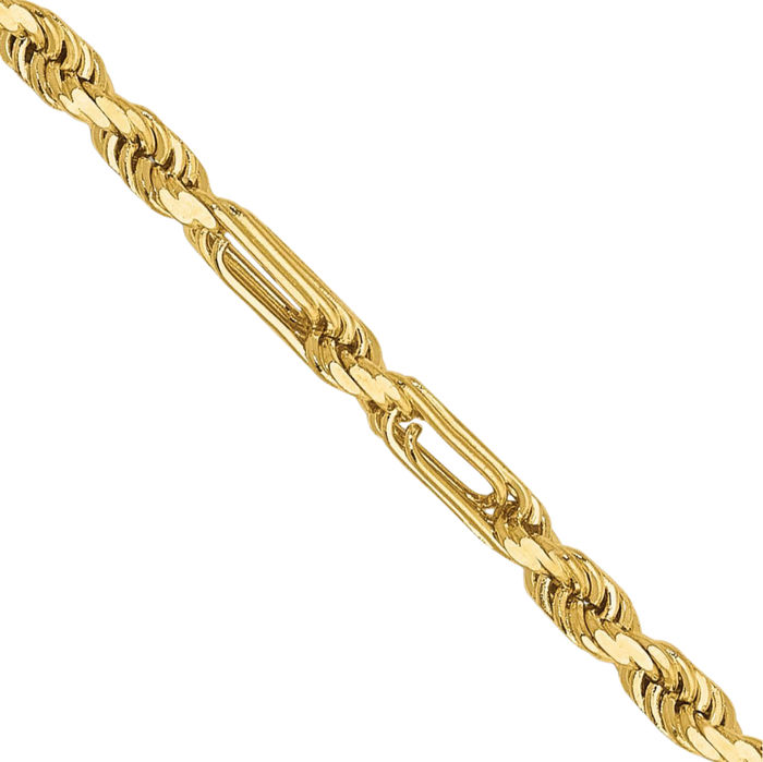 14K Solid Yellow Gold 2.5mm Milano Rope Chain Twisted Link Necklace