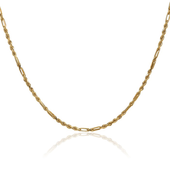 14K Solid Yellow Gold 2.5mm Milano Rope Chain Twisted Link Necklace