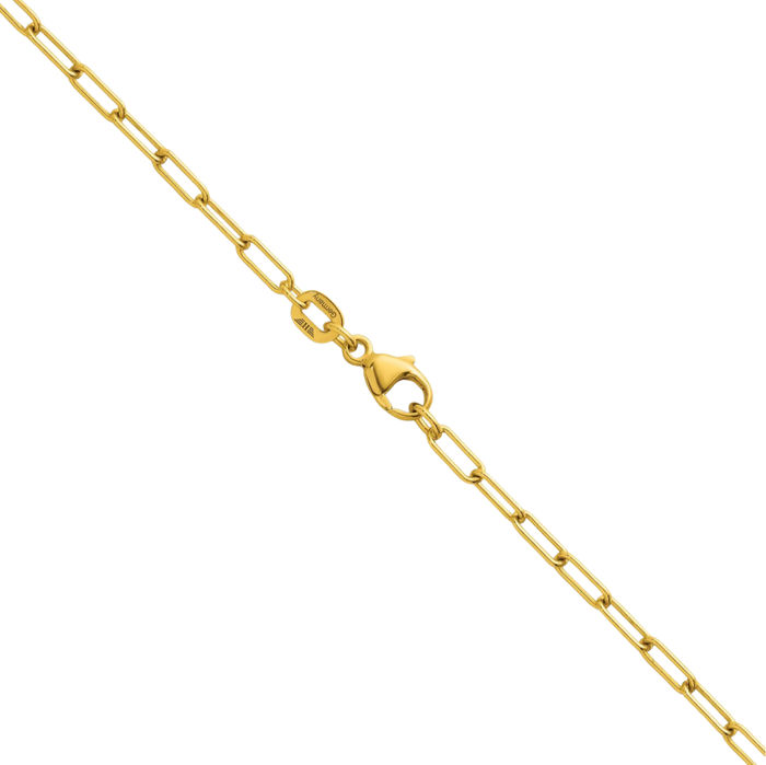 18K Solid Yellow Gold 5mm Paperclip Cable Rolo Link Chain Belcher Necklace