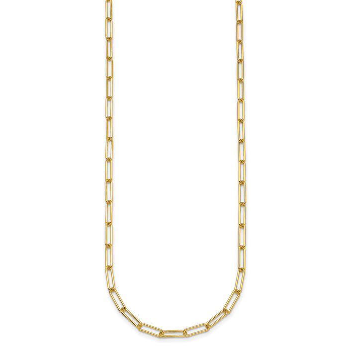 18K Solid Yellow Gold 2.5mm Paperclip Cable Rolo Link Chain Belcher Necklace