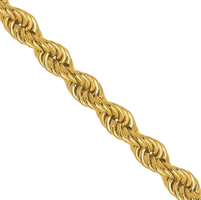 14K Solid Yellow Gold 2.5mm Rope Chain Twisted Link Necklace