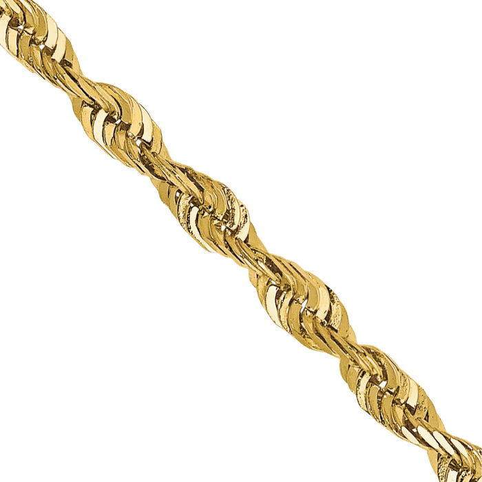 14K Solid Yellow Gold 2.25mm Rope Chain Twisted Link Necklace