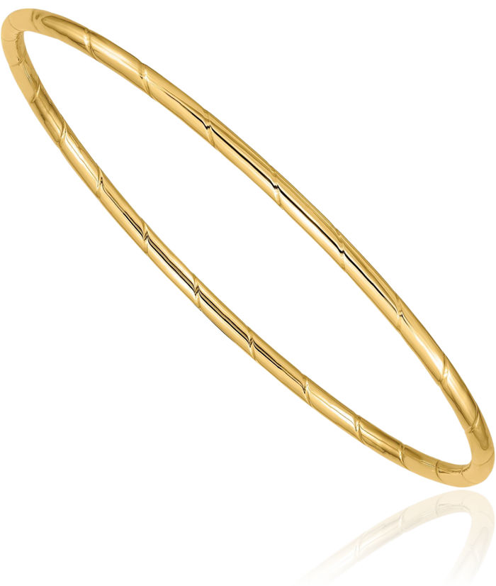 14K Solid Yellow Gold 2.5mm Slip On Bangle Bracelet