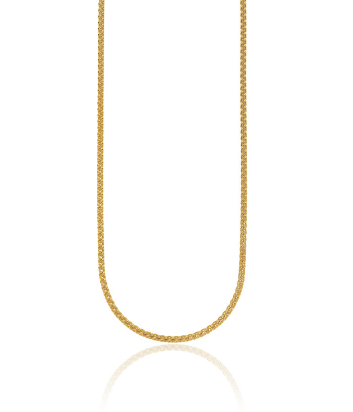 14K Solid Yellow Gold 2.5mm Spiga Wheat Link Chain Necklace