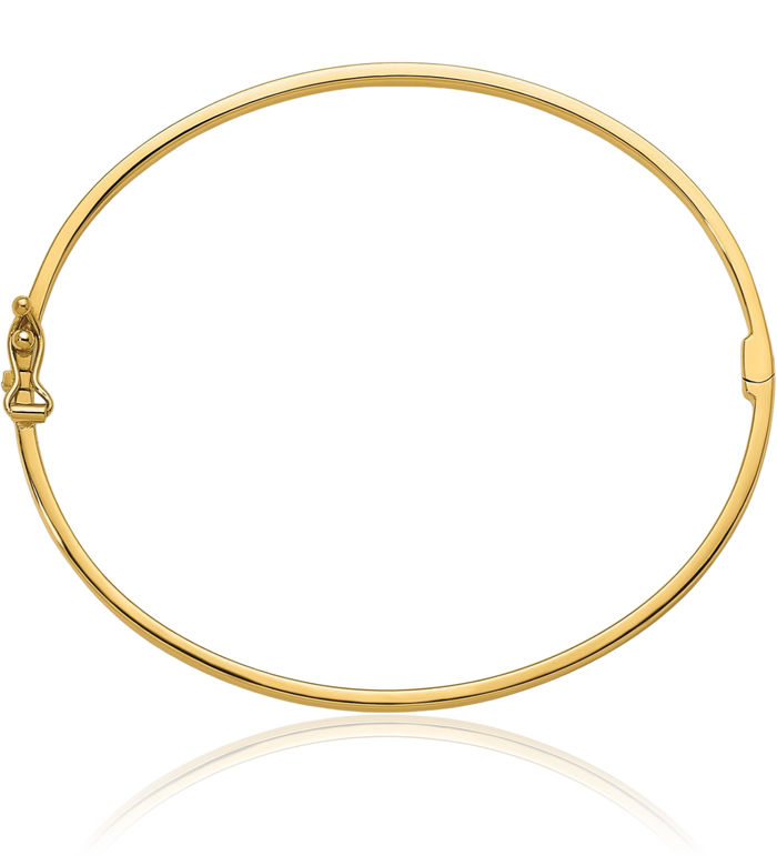 14K Solid Yellow Gold 2.5mm Square Tube Bangle Bracelet