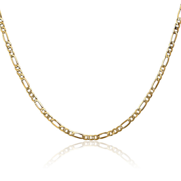 14K Solid Yellow Gold 2.75mm Figaro Link Chain Necklace