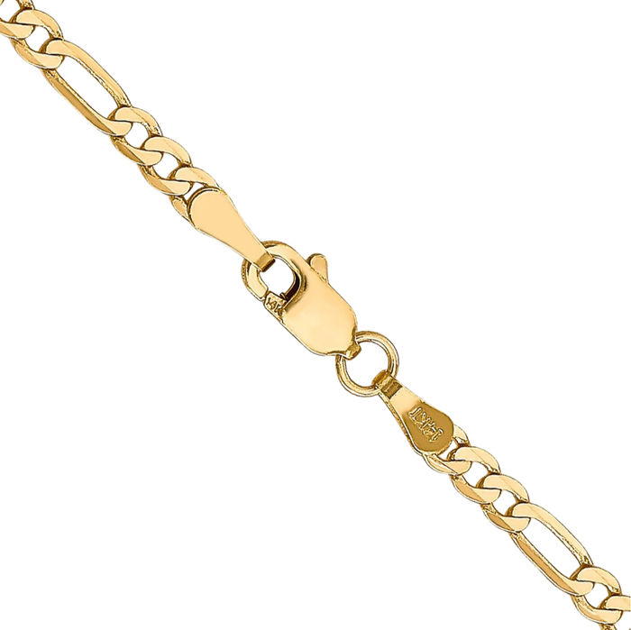 14K Solid Yellow Gold 2.75mm Figaro Link Chain Necklace