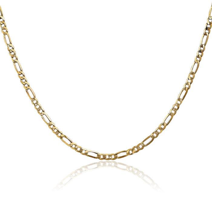 14K Solid Yellow Gold 2.75mm Figaro Link Chain Necklace