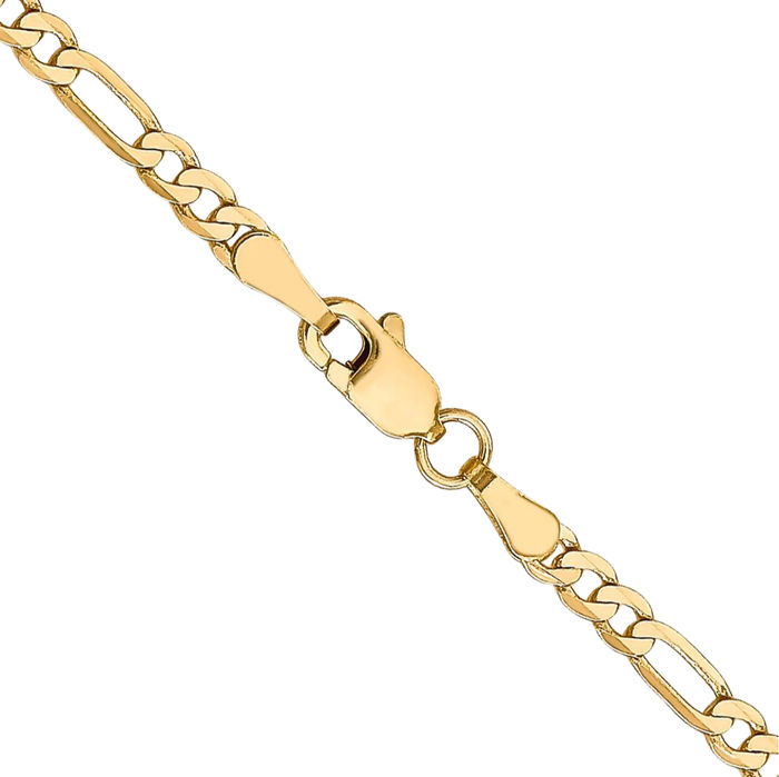 14K Solid Yellow Gold 2.75mm Figaro Link Chain Necklace