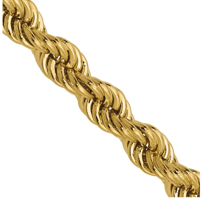 14K Solid Yellow Gold 2.75mm Rope Chain Twisted Link Necklace