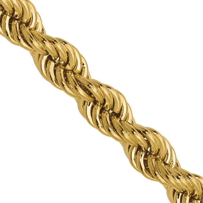 14K Solid Yellow Gold 2.75mm Rope Chain Twisted Link Necklace