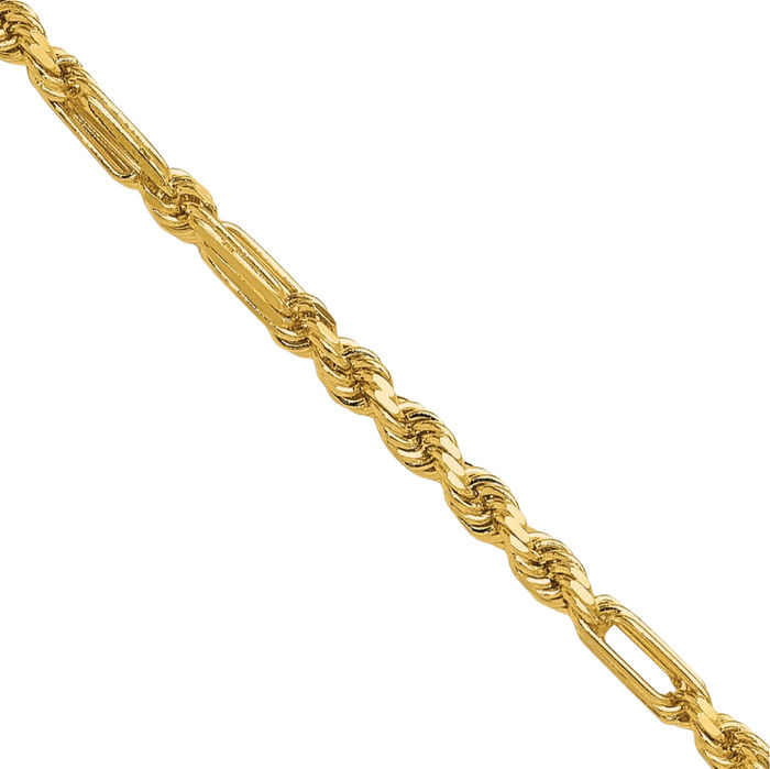 14K Solid Yellow Gold 2.75mm Milano Rope Chain Twisted Link Necklace