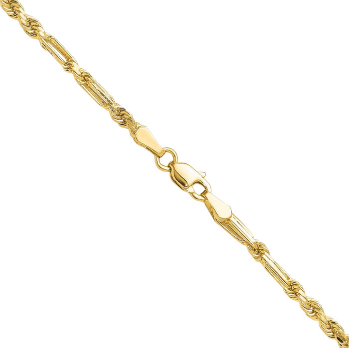 14K Solid Yellow Gold 2.75mm Milano Rope Chain Twisted Link Necklace