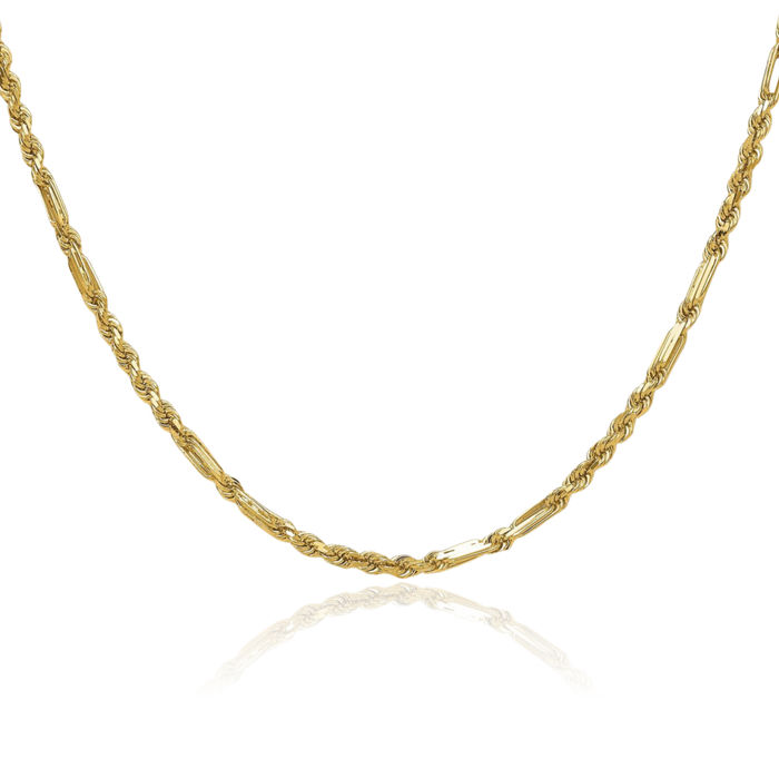 14K Solid Yellow Gold 2.75mm Milano Rope Chain Twisted Link Necklace