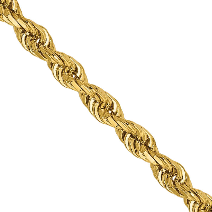 14K Solid Yellow Gold 2.75mm Quadruple Rope Chain Twisted Link Necklace