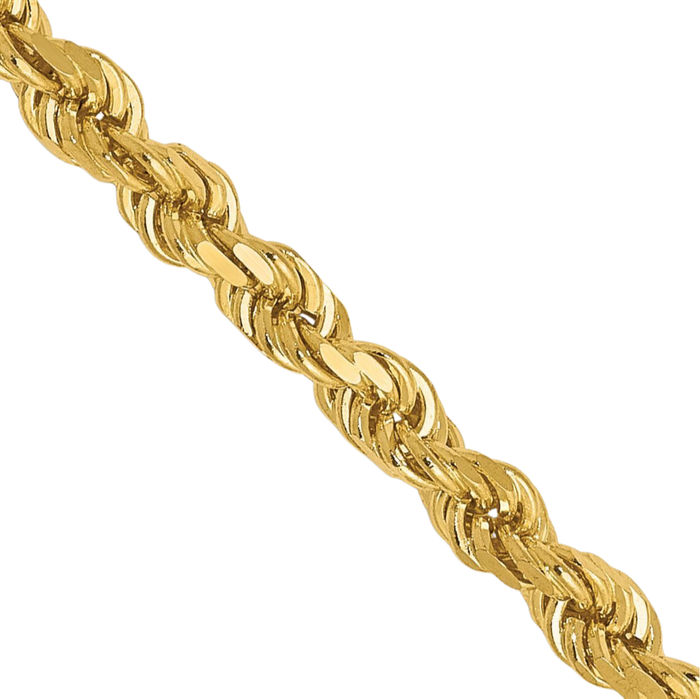 14K Solid Yellow Gold 2.75mm Rope Chain Twisted Link Necklace