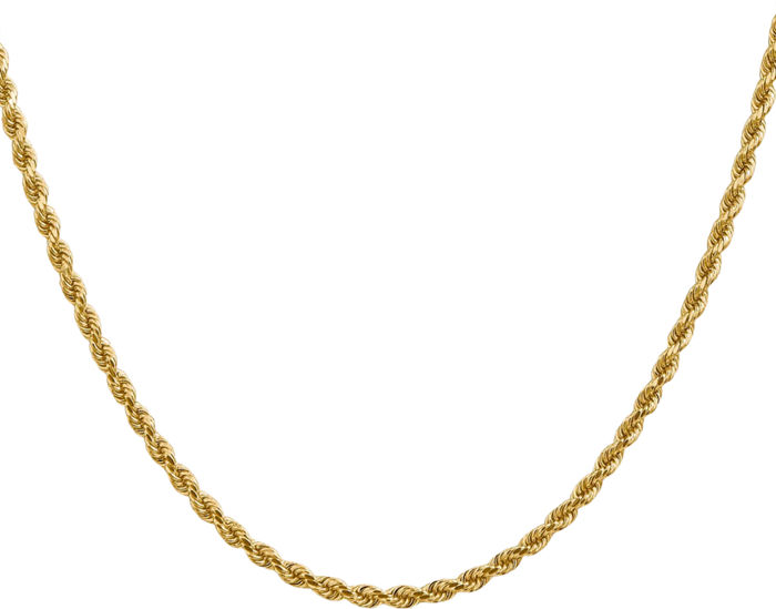 14K Solid Yellow Gold 2.75mm Rope Chain Twisted Link Necklace