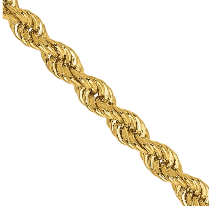 14K Solid Yellow Gold 2.75mm Rope Chain Twisted Link Necklace