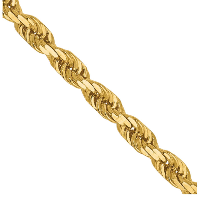 14K Solid Yellow Gold 2.75mm Rope Chain Twisted Link Necklace