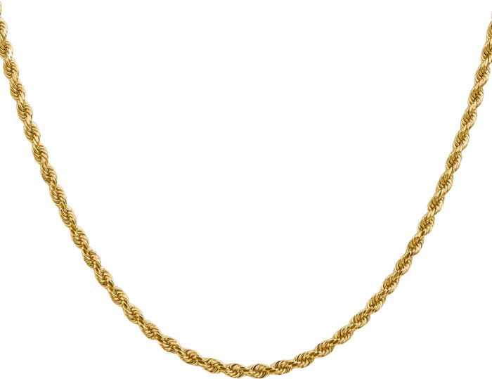 14K Solid Yellow Gold 2.75mm Rope Chain Twisted Link Necklace