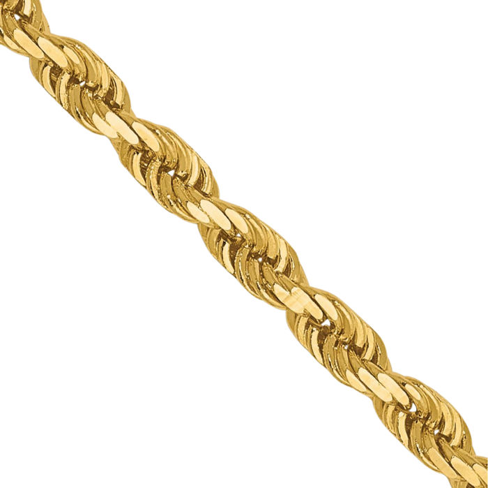 14K Solid Yellow Gold 2.75mm Rope Chain Twisted Link Necklace