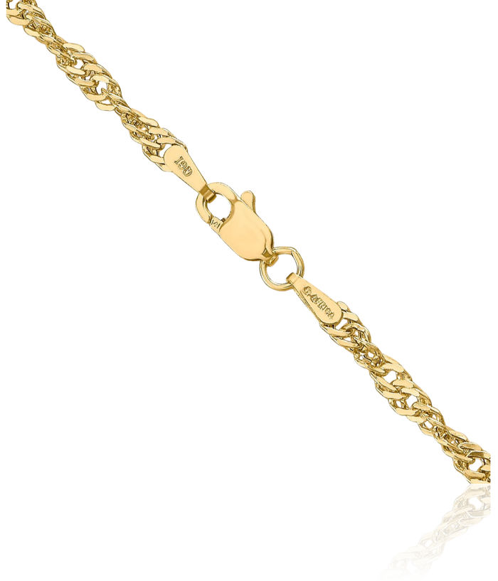 14K Solid Yellow Gold 2.75mm Singapore Chain Necklace