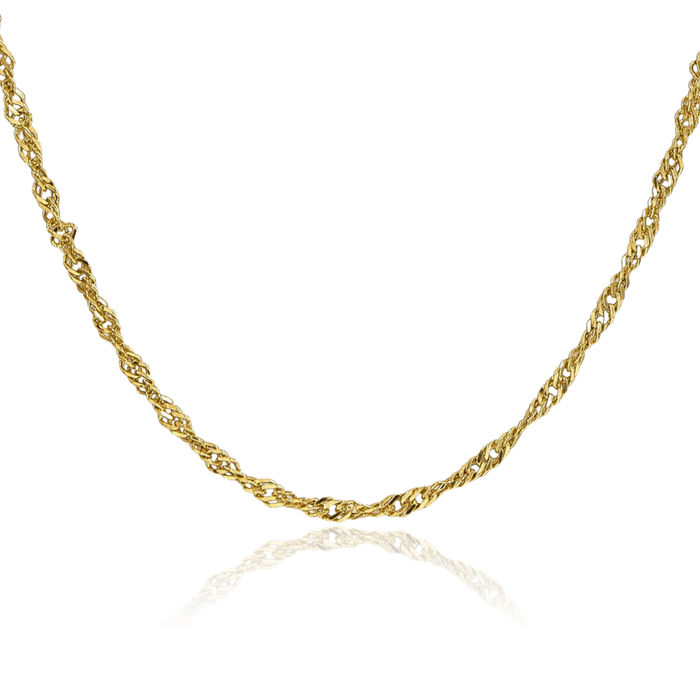 14K Solid Yellow Gold 2.75mm Singapore Chain Necklace