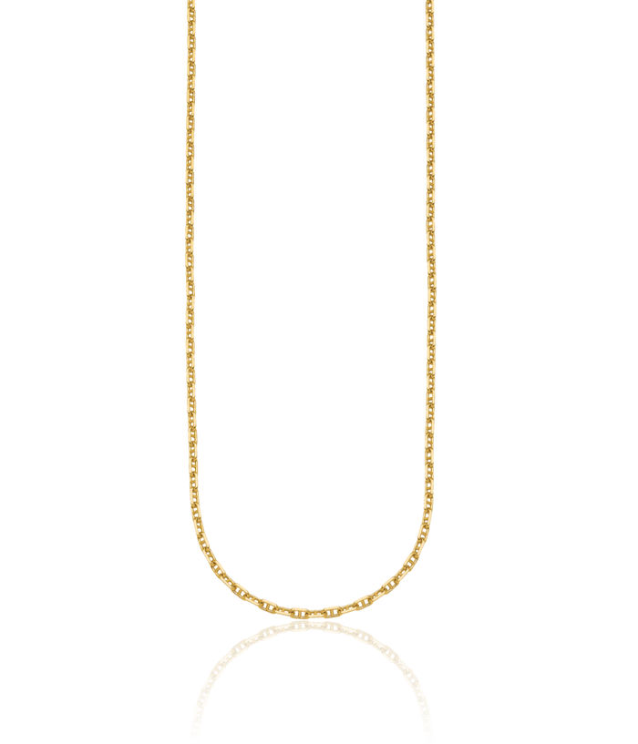 14K Solid Yellow Gold 2.7mm Anchor Mariner Link Chain Necklace