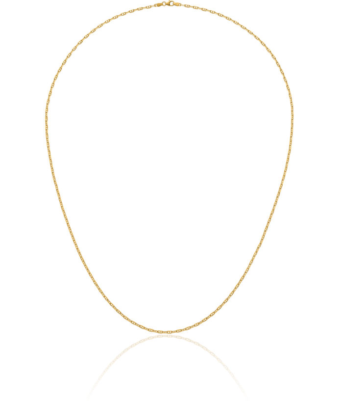 14K Solid Yellow Gold 2.7mm Anchor Mariner Link Chain Necklace