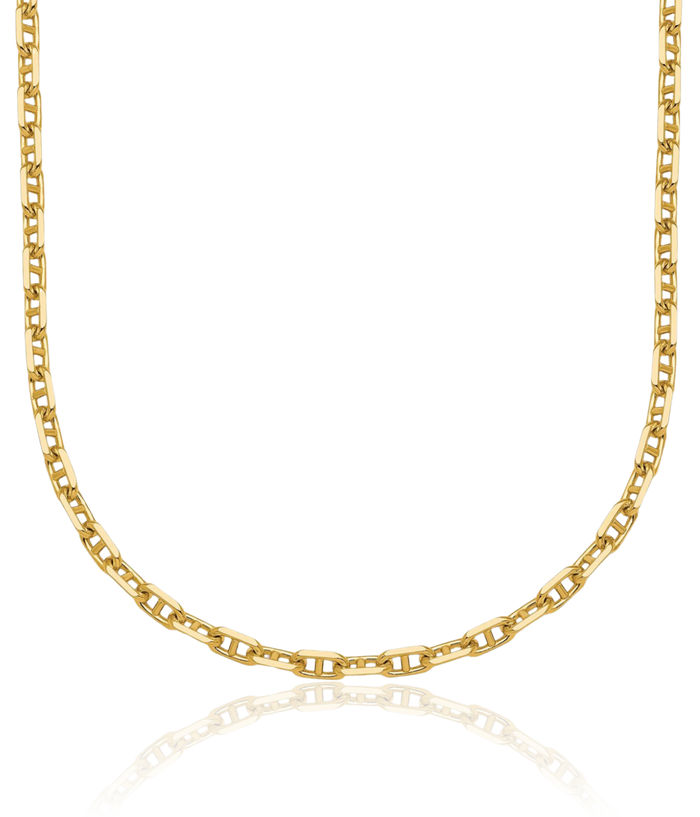 14K Solid Yellow Gold 2.7mm Anchor Mariner Link Chain Necklace