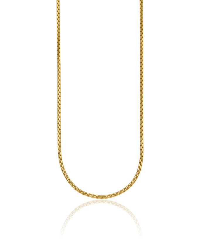 14K Solid Yellow Gold 2.7mm Round Box Link Chain Necklace