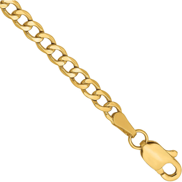 14K Solid Yellow Gold 2.85mm Curb Link Chain Bracelet