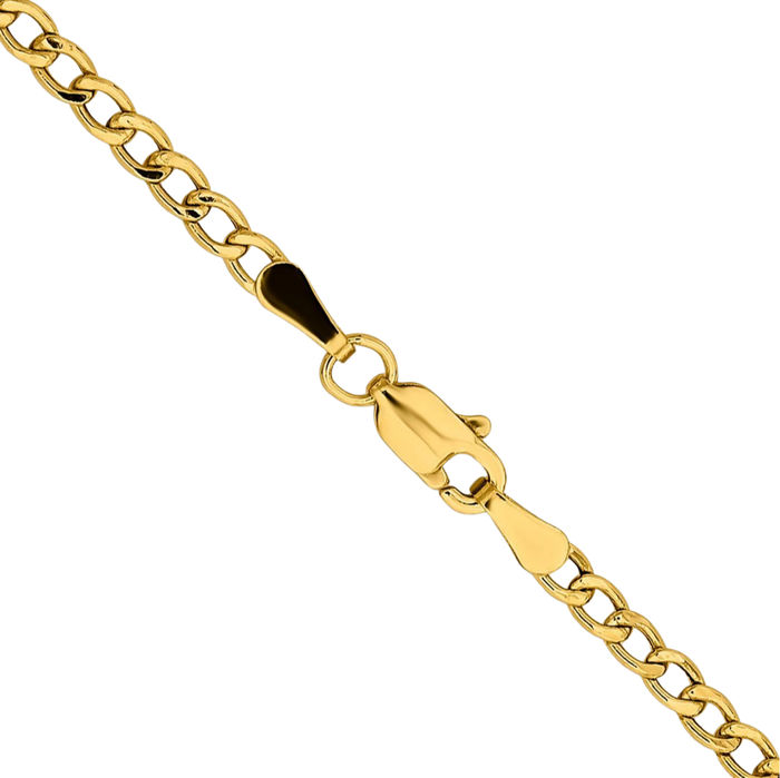 14K Solid Yellow Gold 2.85mm Curb Link Chain Necklace