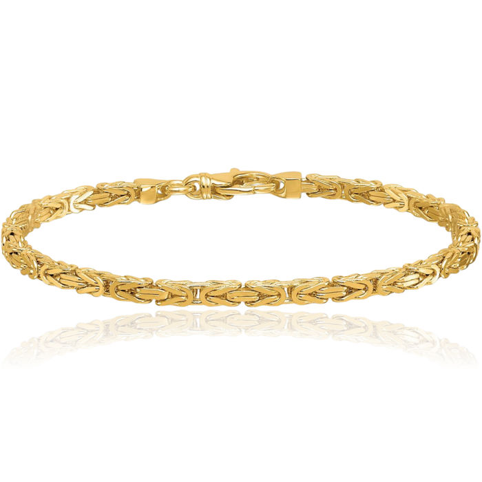 14K Solid Yellow Gold 2.8mm Byzantine Chain Bracelet