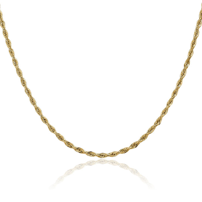 14K Solid Yellow Gold 2.8mm Rope Chain Twisted Link Necklace